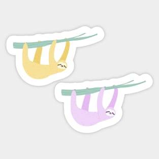 Purple and Yellow Hanging Sloths Sticker